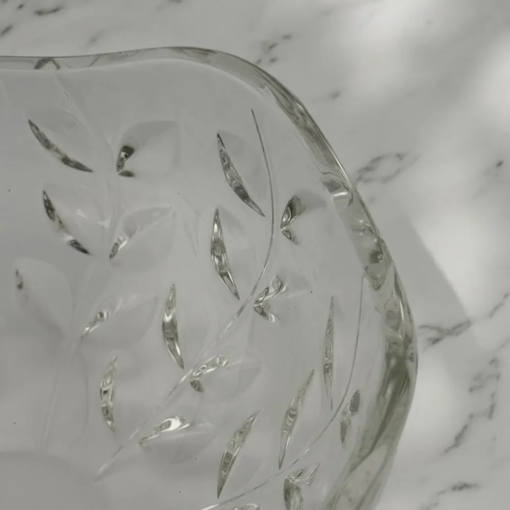 Tiffany & Co. Crystal Floral Vine Bowl 9.5 Inches Wide 4.5” High